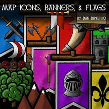 Load image into Gallery viewer, Map Icons, Banners, And Flags - Dungeons By Dan, Modular terrain and dungeon tiles for tabletop games using battle maps.