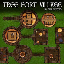 Load image into Gallery viewer, Tree Fort Village - Dungeons By Dan, Modular terrain and dungeon tiles for tabletop games using battle maps.