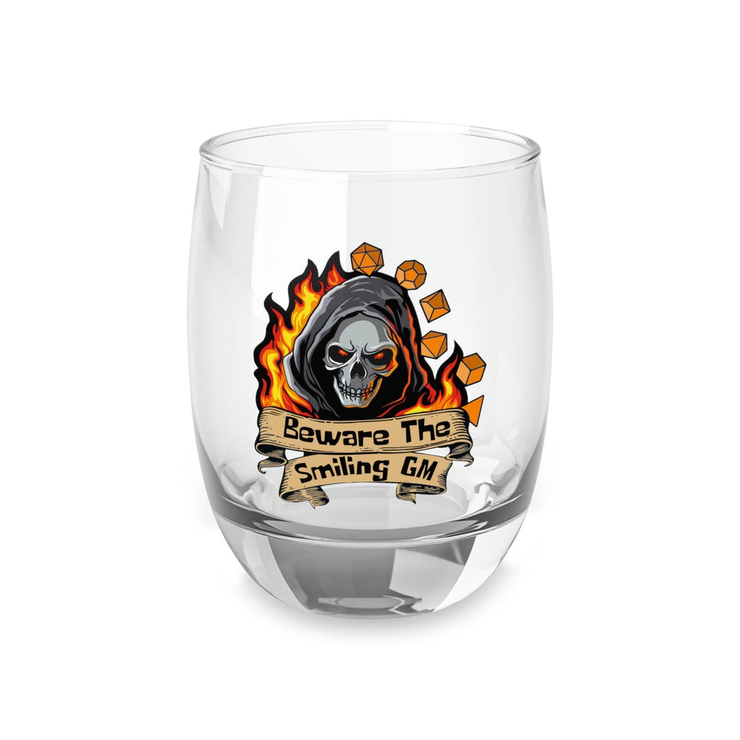 Beware The Smiling Game Master Whiskey Glass