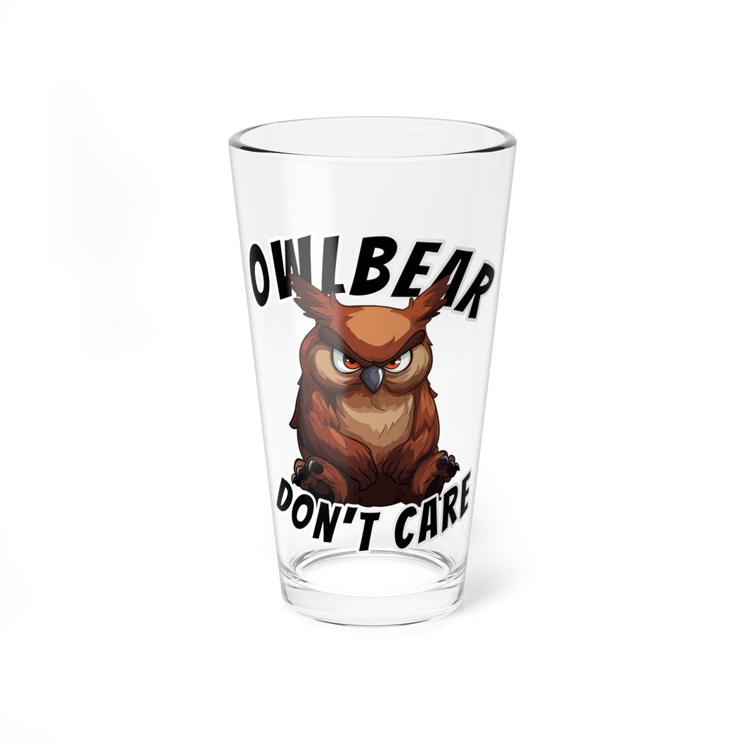 Owlbear Don't Care 16oz Pint Glass - Dungeon Master Gift - DnD Beer Glass
