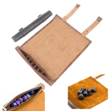 Cargar imagen en el visor de la galería, Dice Mat, Portable Leather Bag Rolling Mat With Zipper
