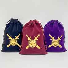 Load image into Gallery viewer, Dice Bag I D20 | Velvet Drawstring Pouch
