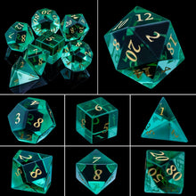 Load image into Gallery viewer, Dice Set, 7Pcs/Set Sharp Edge Polyhedral Crystal &amp; Gemstone DnD Dice
