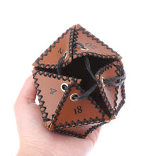 Load image into Gallery viewer, Dice Bag, Leather D20 Polygonal Pouch
