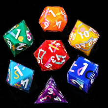 Cargar imagen en el visor de la galería, Dice Set, 7Pcs/Set Colored Sharp Edge Resin Polyhedral
