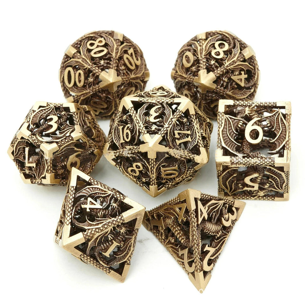 Dice Set, 7Pcs/Set Metal Dragon Polyhedral Dice For DnD