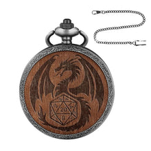 Load image into Gallery viewer, Pocket Watch And Mini Dice, Metal With Carved Wood
