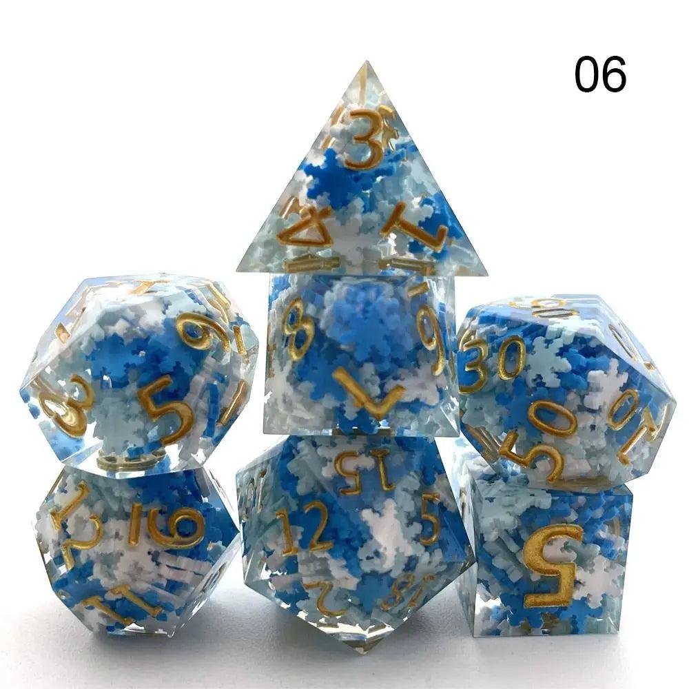 Dice Set, 7Pcs/Set Sharp Resin Polyhedral Dice - Three-layer Sandwich Dice