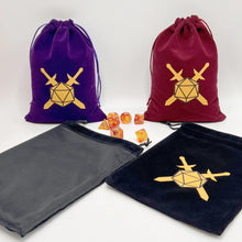 Load image into Gallery viewer, Dice Bag I D20 | Velvet Drawstring Pouch
