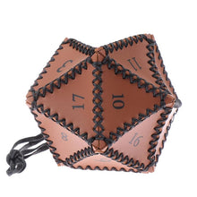 Load image into Gallery viewer, Dice Bag, Leather D20 Polygonal Pouch
