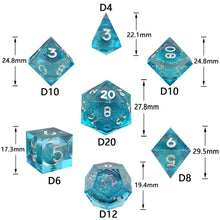 Load image into Gallery viewer, Dice Set, 7Pcs/Set Liquid Core Resin Quicksand Polyhedral Dice for DnD
