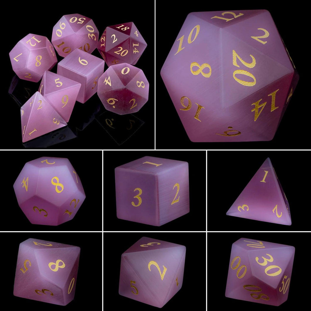 Dice Set, 7Pcs/Set Sharp Edge Polyhedral Crystal & Gemstone DnD Dice