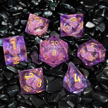 Cargar imagen en el visor de la galería, Dice Set, 7Pcs/Set Liquid Core Resin Quicksand Polyhedral Dice for DnD
