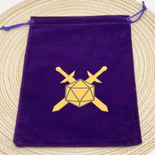 Load image into Gallery viewer, Dice Bag I D20 | Velvet Drawstring Pouch
