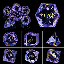 Cargar imagen en el visor de la galería, Dice Set, 7Pcs/Set Sharp Edge Polyhedral Crystal &amp; Gemstone DnD Dice
