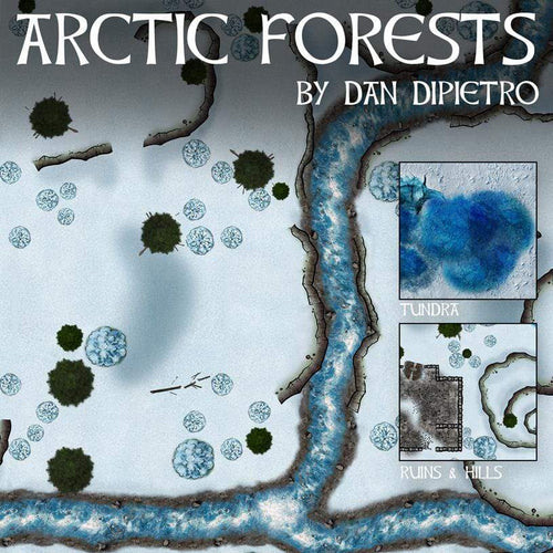 Arctic Forests - Dungeons By Dan, Modular terrain and dungeon tiles for tabletop games using battle maps.