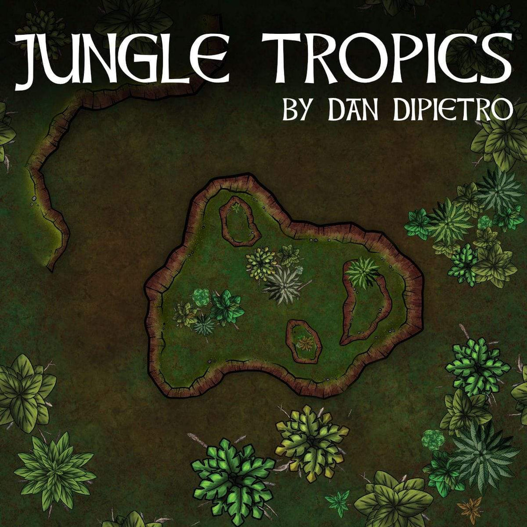 Jungle Tropics - Dungeons By Dan, Modular terrain and dungeon tiles for tabletop games using battle maps.