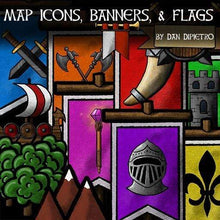 Load image into Gallery viewer, Map Icons, Banners, And Flags - Dungeons By Dan, Modular terrain and dungeon tiles for tabletop games using battle maps.
