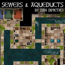 Load image into Gallery viewer, Sewers &amp; Aqueducts - Dungeons By Dan, Modular terrain and dungeon tiles for tabletop games using battle maps.
